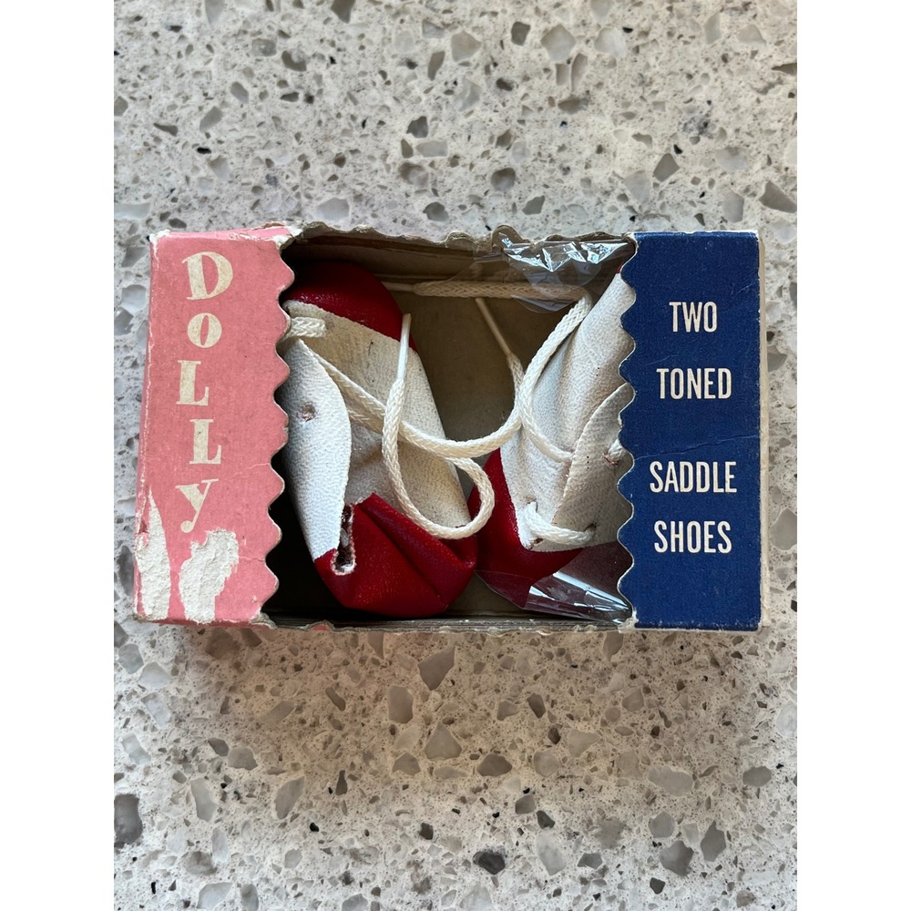 Vintage Dollys Two Toned Saddle Shoes Red White SB Novelty Co Doll Accessories